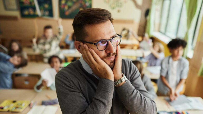 Frustrated Teacher in Classroom